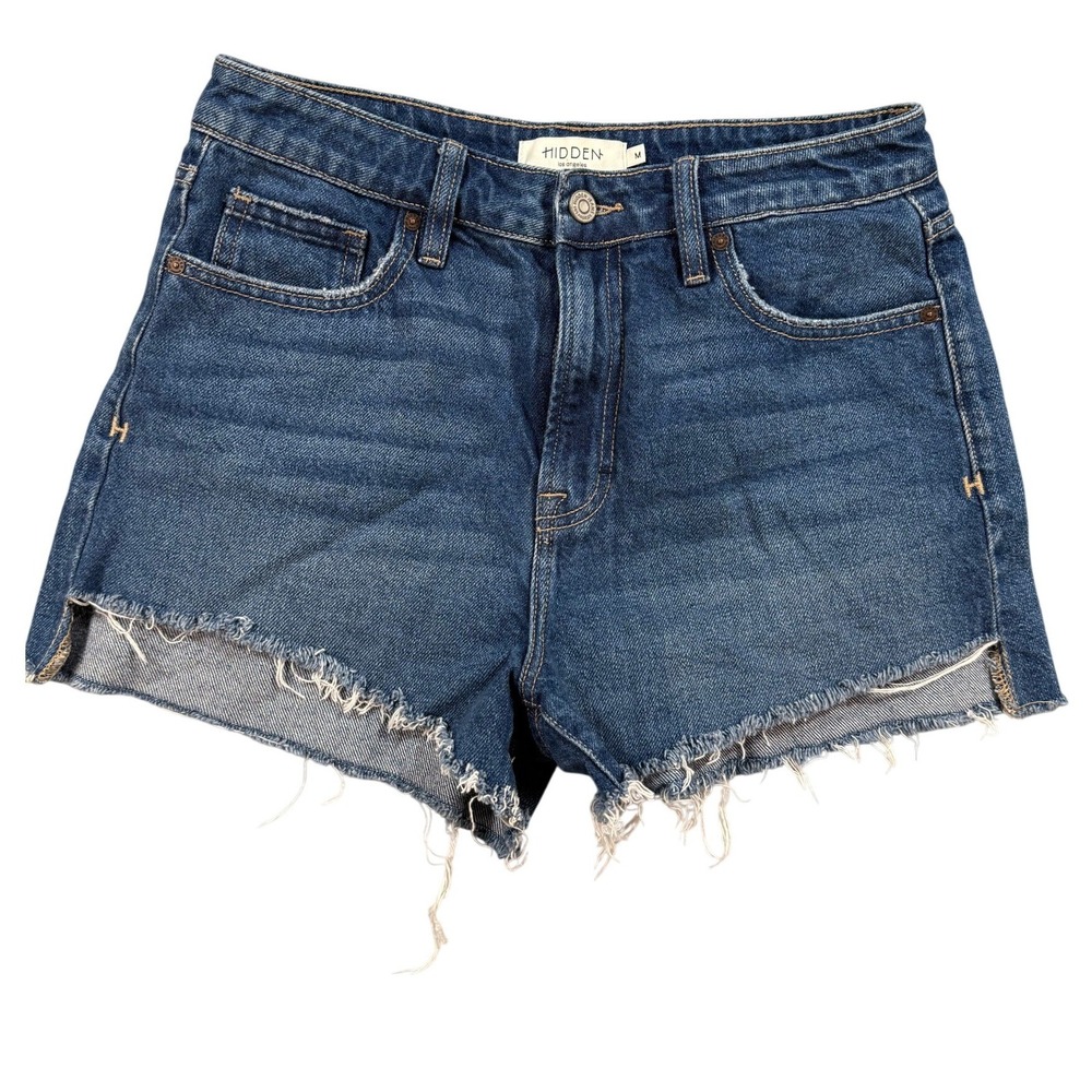 Hidden‎ Jeans Los Angeles Dark Wash High Rise Raw Hem Denim Shorts HD4121M-DK M
